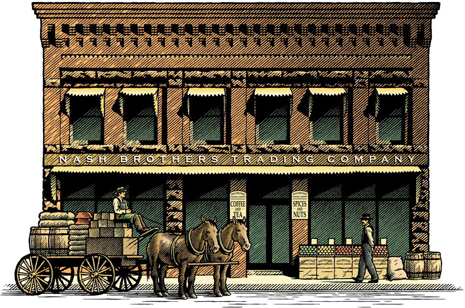 Vector art illustration of a 19th century buliding