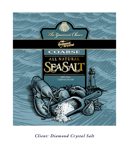 Woodcut style line illustration for a natural salt product