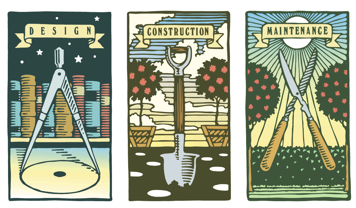 Vector art illustrations for a landscape company