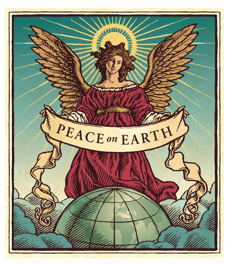 Vector art illustration of the Peace Angel for a Christmas card